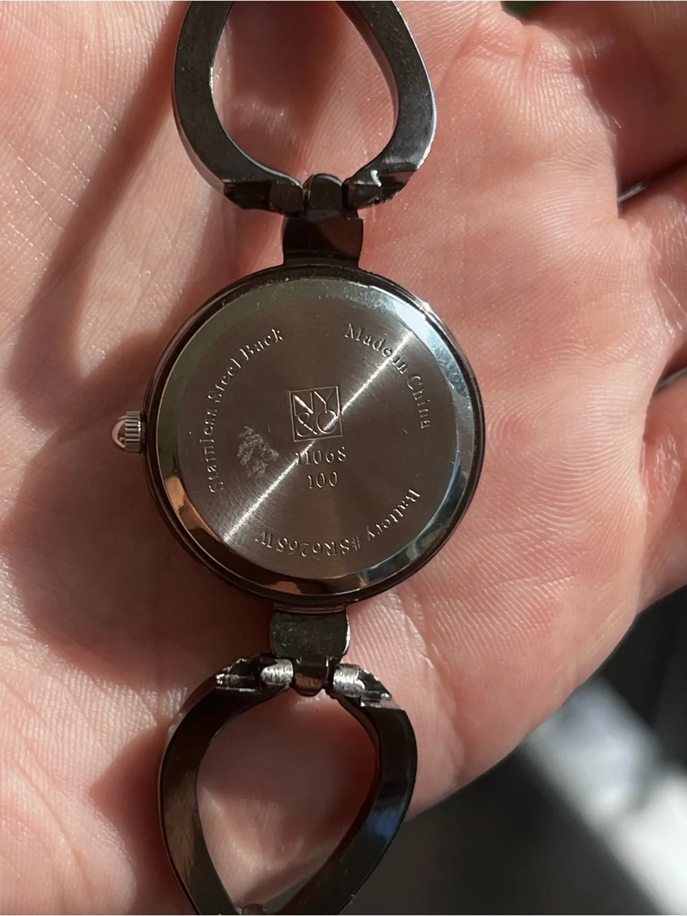 New York & Company Gunmetal Zebra Print Quartz Bracelet Watch Y2K